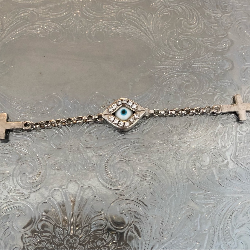 Silver evil eye bracelet